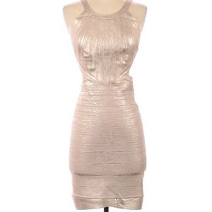 Herve Ledger Gold Bandage dress